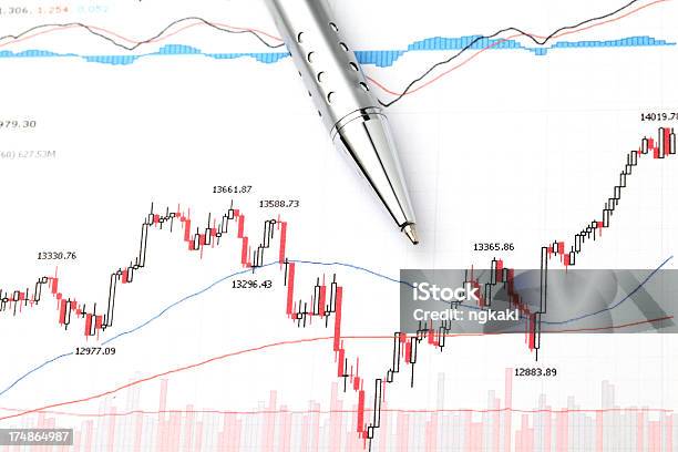 Giełda Wykres Z Pen - zdjęcia stockowe i więcej obrazów Bez ludzi - Bez ludzi, Biznes, Bliskie zbliżenie