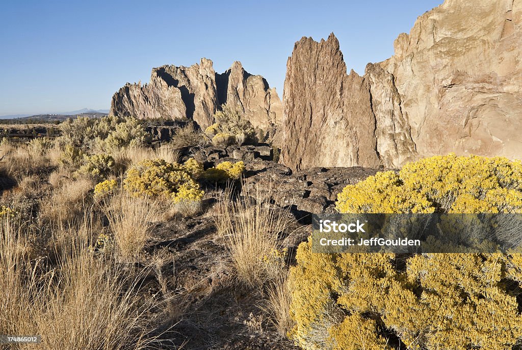 Rigogliosa vegetazione del deserto di Smith Rock - Foto stock royalty-free di Alba - Crepuscolo