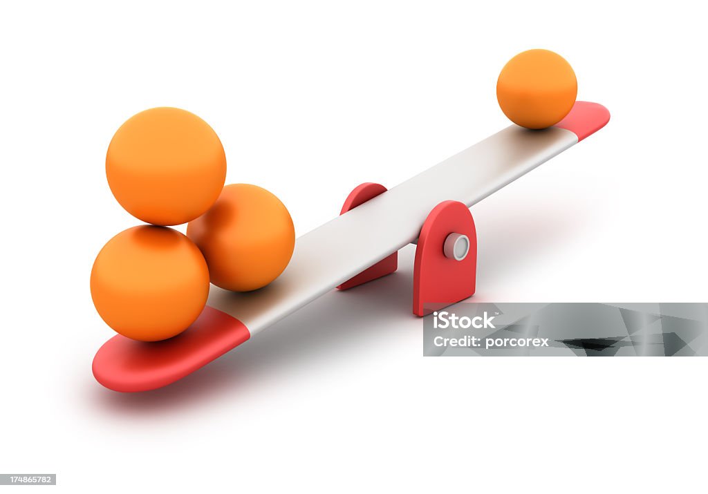 Seesaw with Spheres Seesaw with Spheres. Imbalance Stock Photo