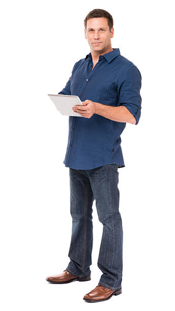 istock Casual Dressed Man with Digital Tablet Isolated on White Background 174865977