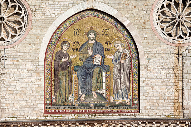 istock Spoleto Cathedral facade mosaic, Umbria Italy 174866668