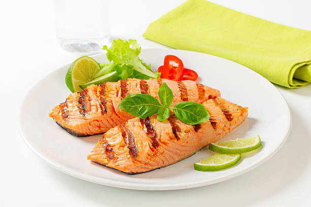 istock Grilled salmon steak on a plate 174866677
