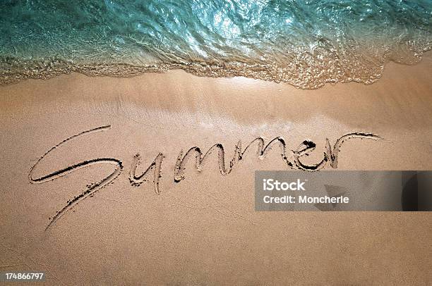 Lato Pismo Ręczne Na Tropikalnej Plaży - zdjęcia stockowe i więcej obrazów Abstrakcja - Abstrakcja, Bez ludzi, Błyszczący