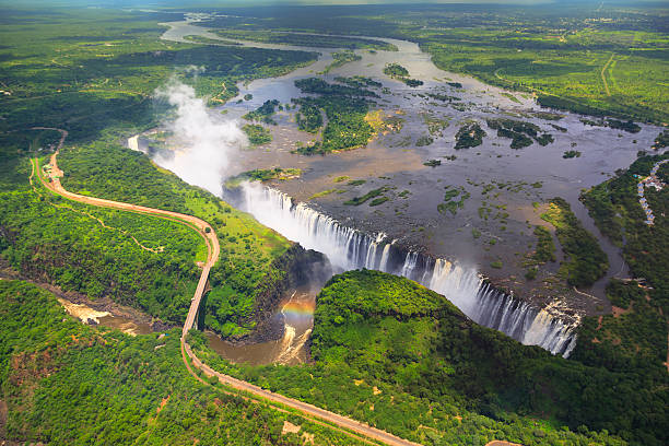 Aerial view of Victoria Falls stock photo
