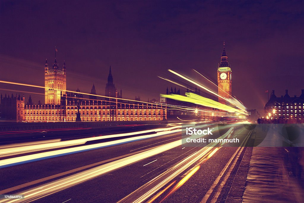 Big Ben e a Ponte de Westminster à noite - Royalty-free Anoitecer Foto de stock