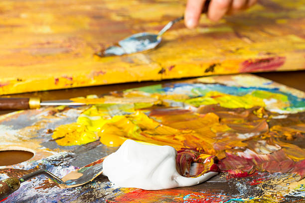 istock Artist Working On A Palette Knife Painting 174867192