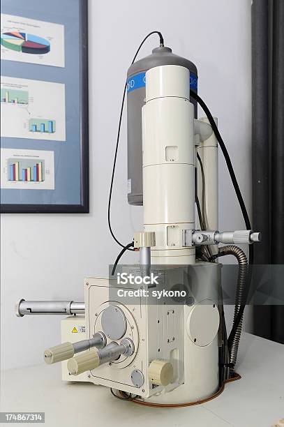 Microscopio Electrónico Foto de stock y más banco de imágenes de Analizar - Analizar, Aprender, Asistencia sanitaria y medicina