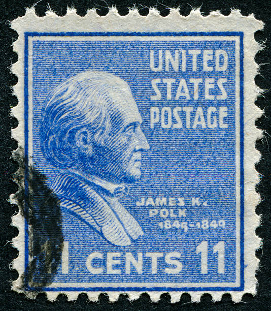 tampon de james k. polk - president postage stamp profile usa photos et images de collection