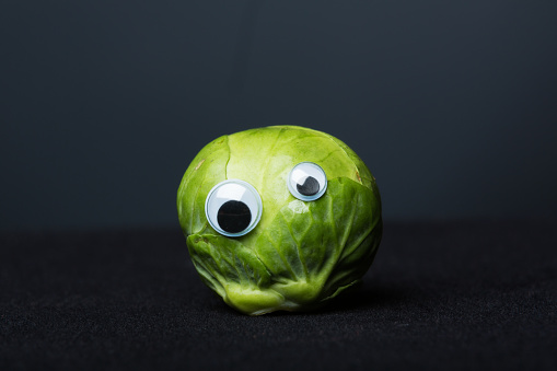 funny brussels sprout with eyes