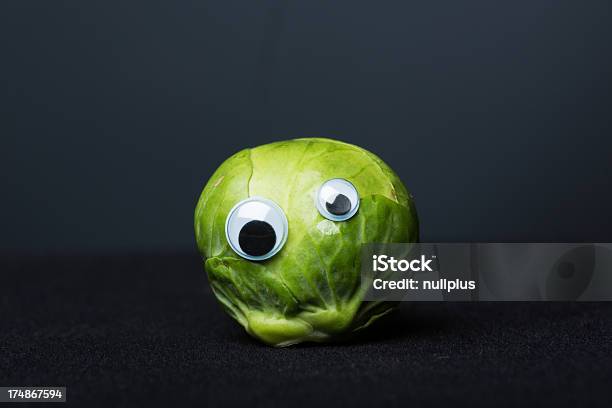 Funny Brussels Sprout With Eyes Stock Photo - Download Image Now - Brussels Sprout, Humor, Fun