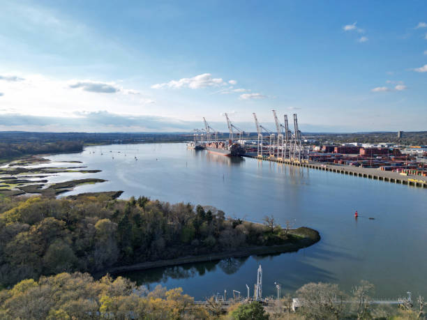 istock Southampton Port at river delta shipping container terminal 1748678615