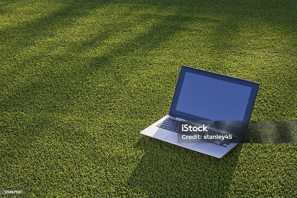 Ordenador portátil en falso turf - Foto de stock de Accesibilidad libre de derechos