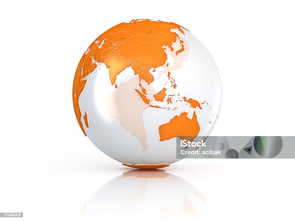Оранжевый земли глобус, Азия и Австралия - Стоковые фото Глобус роялти-фри