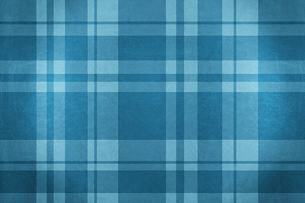 Blue velvet plaid fabric tablecloth stock photo