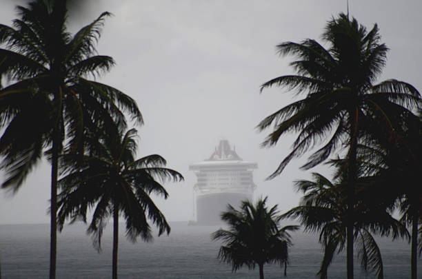Trace of a cruise ship on the Caribbean Sea.