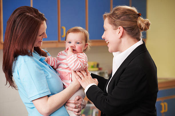 istock Working Mother Dropping Child At Nursery 174869285