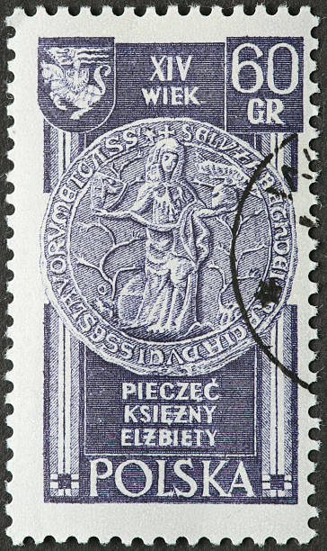 istock Polish medallion with woman on old stamp 174869287