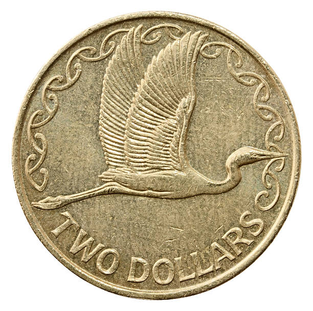 istock Two New Zealand Dollars on white background 174870050