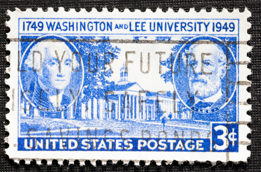 On November 23, 1948,  the post office issued a special 3-cent postage stamp commemorating the 200th anniversary of the founding of Washington and Lee University in Lexington, Virginia