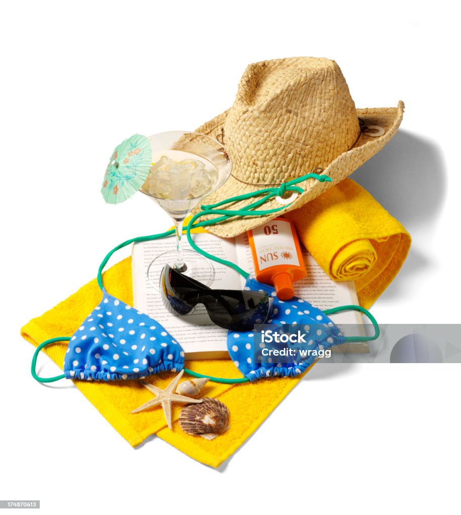 Sun produtos para férias na praia - Royalty-free Chapéu de Sol Foto de stock