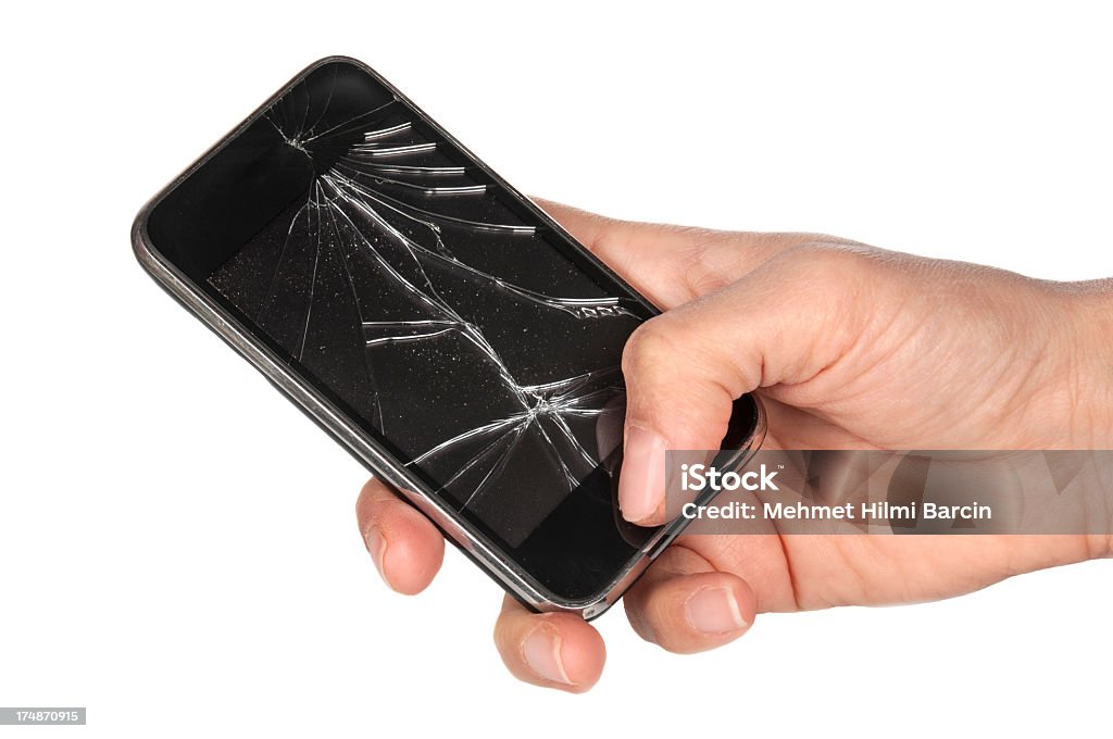 Gebrochen Smartphone auf Menschliche hand - Lizenzfrei Abbrechen Stock-Foto