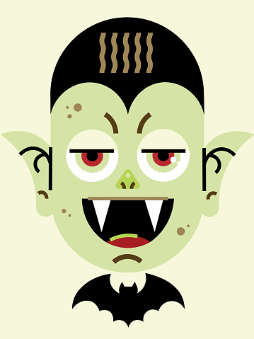 Vector illustration of Portrait of a cute Dracula vampire isolated on background - Halloween web banner design. Upcoming holidays and celebrations. Halloween concept.