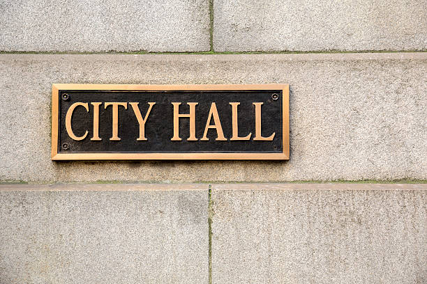istock City Hall brass sign 174871170