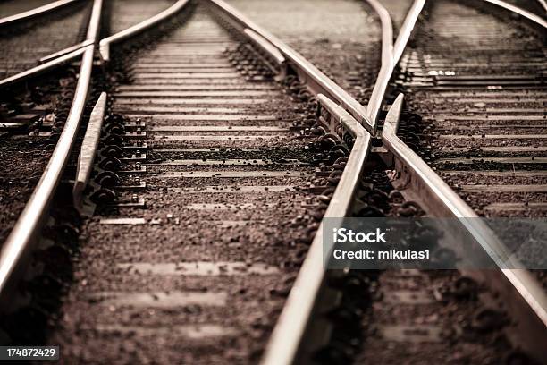 Train Tracks Stock Photo - Download Image Now - Absence, Backgrounds, Ballast