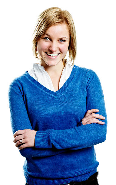 istock Cute, smiling blonde with folded arms 174872588