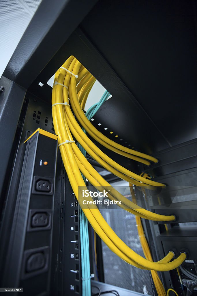 Computer Network Yellow Yellow Network Cables Stock Photo - Download Image Now - Data Center ...