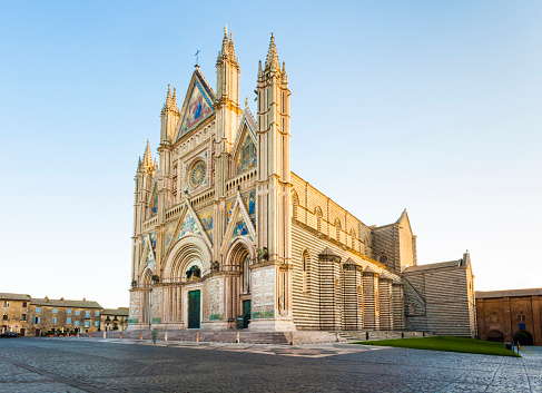 Facade of cathedral in Orvieto (Umbria, Italy)
