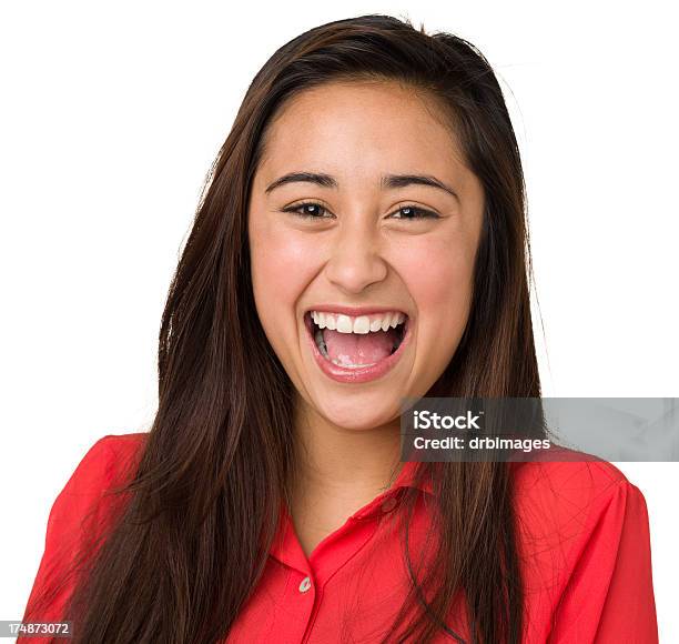 Ecstatic Laughing Teenage Girl Stock Photo - Download Image Now - Adolescence, Females, Human Face