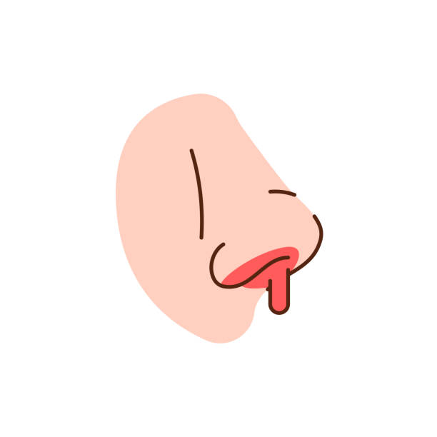 Bleeding from the nose color line icon. Injuries concept. Bleeding from the nose color line icon. Injuries concept. Pictogram for web page, mobile app, promo. bloody nose stock illustrations