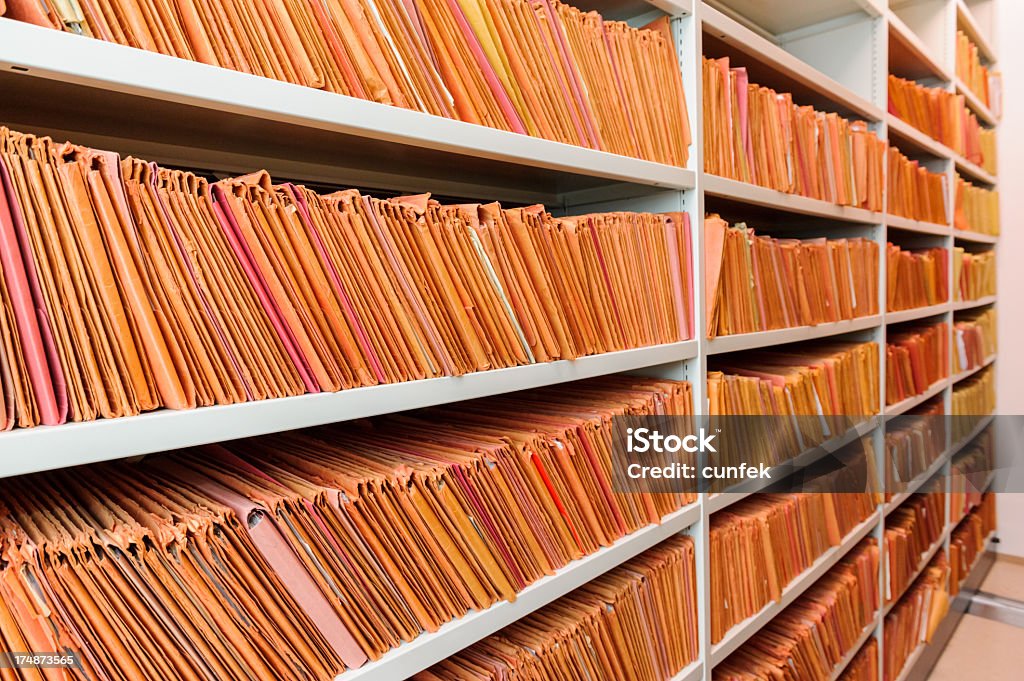 Old files Archive shelves Archives Stock Photo