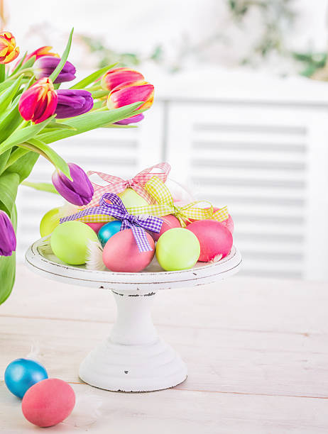 istock Colorful Easter Eggs Decorated on Wooden Background 174873628
