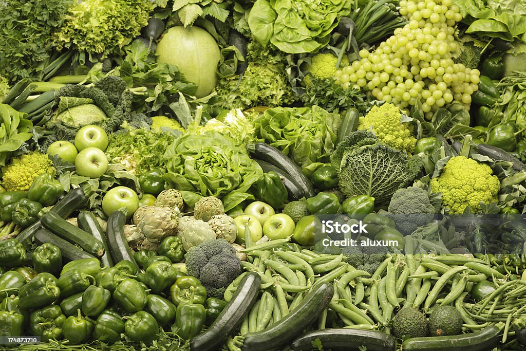 Verde frutas y verduras - Foto de stock de Abundancia libre de derechos