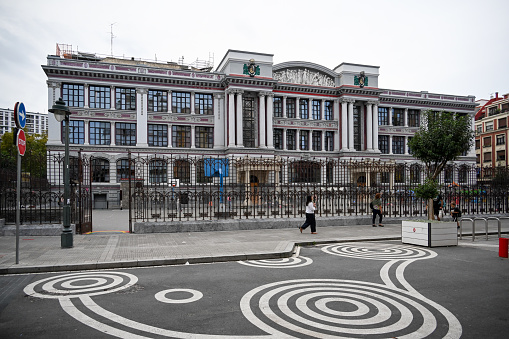 Bilbao, Spain, October 16, 2023 - The public school Félix Serrano / Indautxuko built in 1918 in downtown Bilbao.