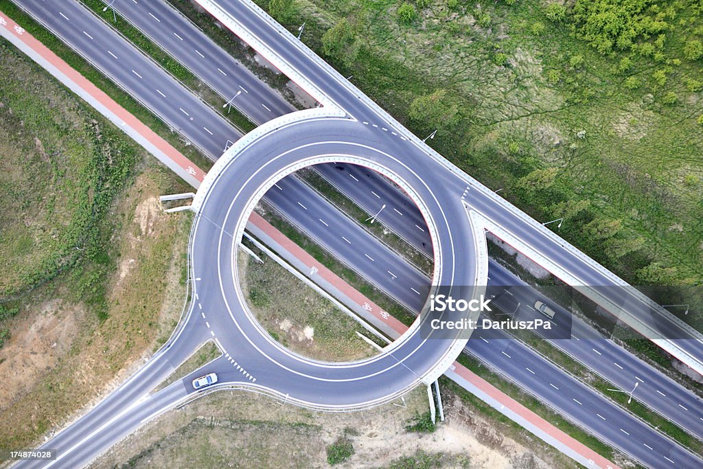 Aerial photo of Traffic Circle "Aerial view. Poland," Above Stock Photo