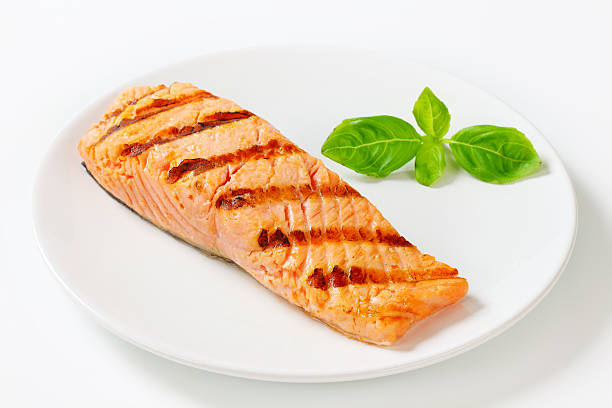 istock Grilled salmon steak on a plate 174874571