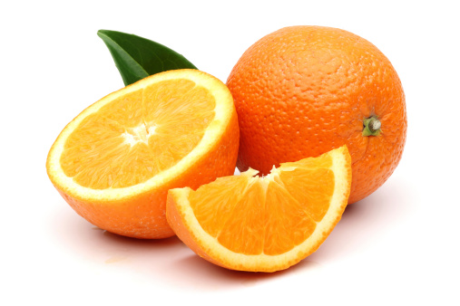 Fresh Orange with cut isolated on white background