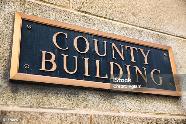 County Building Brass Sign Stock Photo - Download Image Now - Brass, Building Entrance, Building Exterior