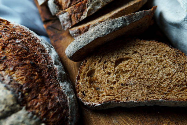 istock Freshly baked bread with a golden crust close up 1748753281
