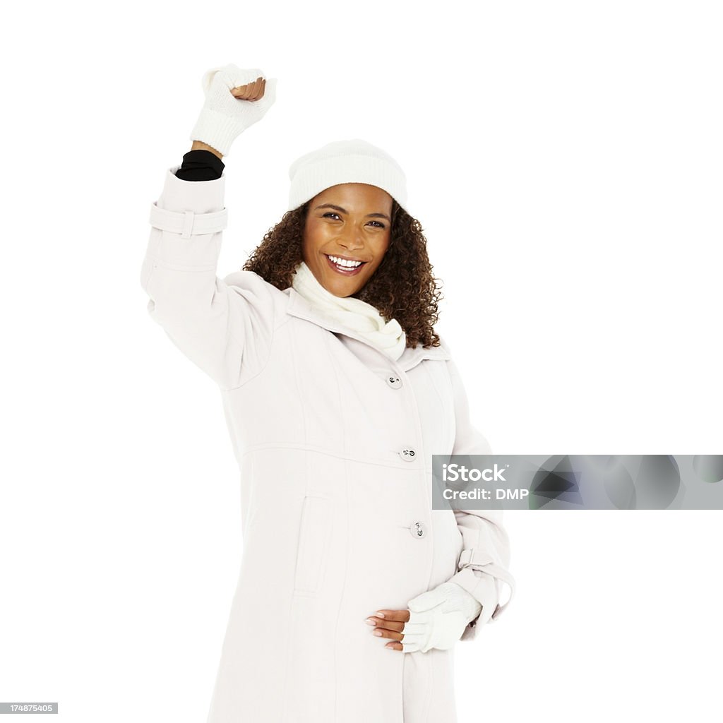 Joyous kobieta w ciąży w biała - Zbiór zdjęć royalty-free (20-24 lata)