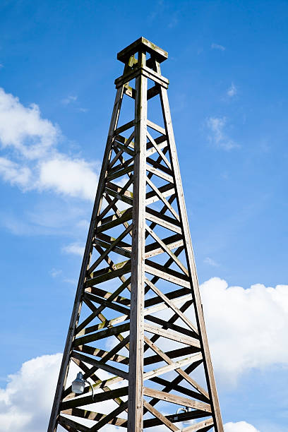 Replica of a 1900's oil derrick close up Oil Derrick in Jefferson County, Beaumont Texas beaumont tx stock pictures, royalty-free photos & images