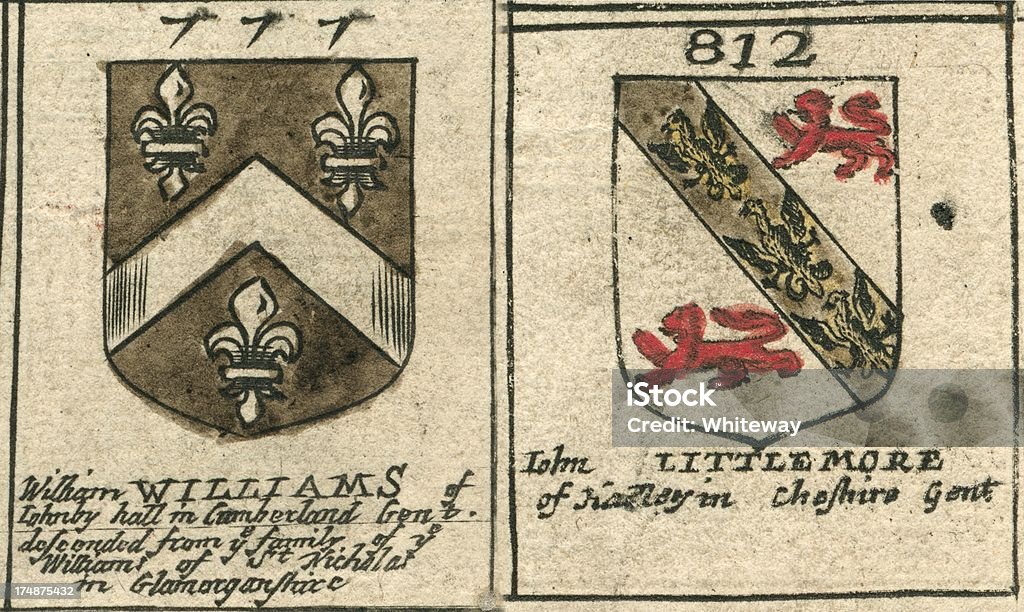 Coat of arms copperplate 17. Jahrhundert und Littlemore Williams - Lizenzfrei Wappen Stock-Illustration