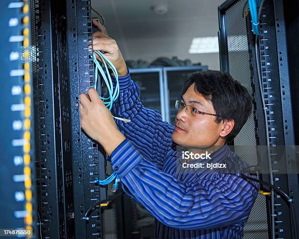 O Técnico Com Cabos Servidor - Fotografias de stock e mais imagens de Administrador - Administrador, Adulto, Computador