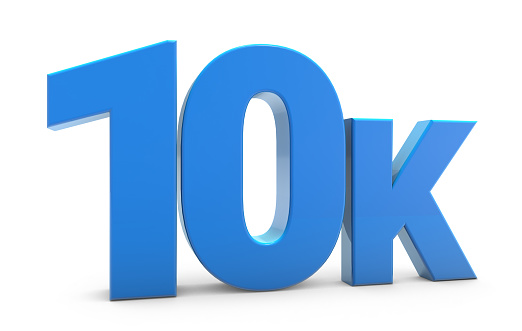 10K sign isolated on transparent background. Thank you for 10k followers 3D. 3D rendering
