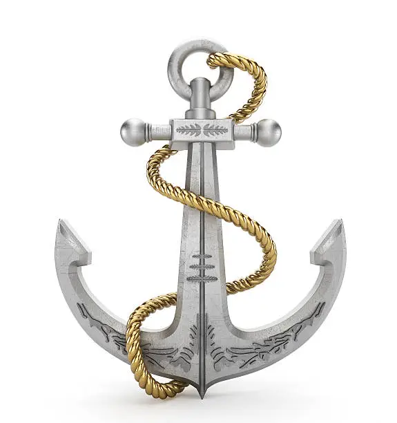 Anchor with a rope isolated on white. Clipping path included. (Please note that clipping path will be available in the largest file size purchase.)Similar images: