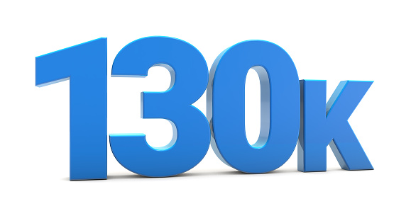130K sign isolated on transparent background. Thank you for 130k followers 3D. 3D rendering