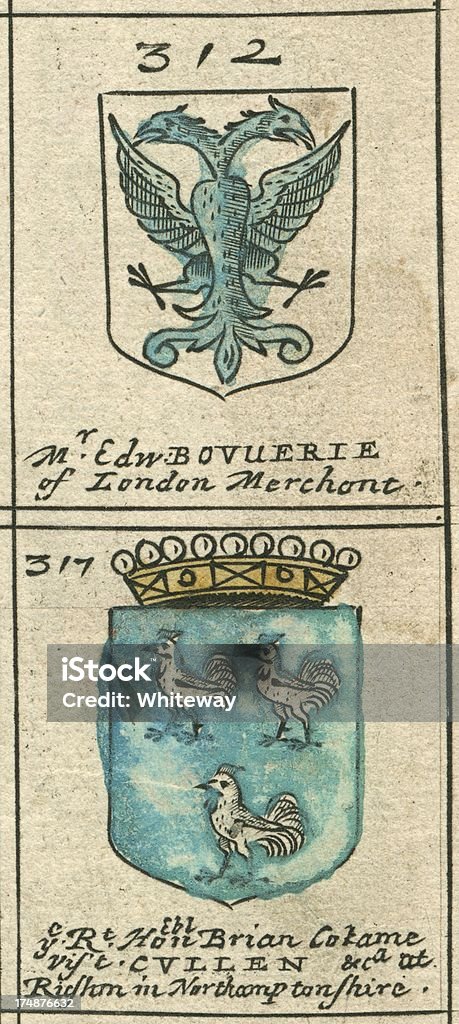 Blasone su rame XVII secolo Bouverie e Cullen - Illustrazione stock royalty-free di Abbreviazione